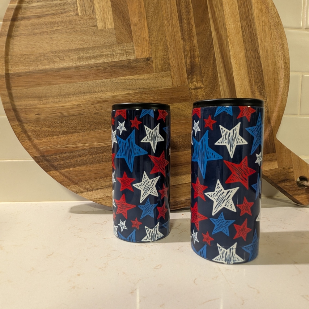 Patriotic Star-Patterned Tumblers
